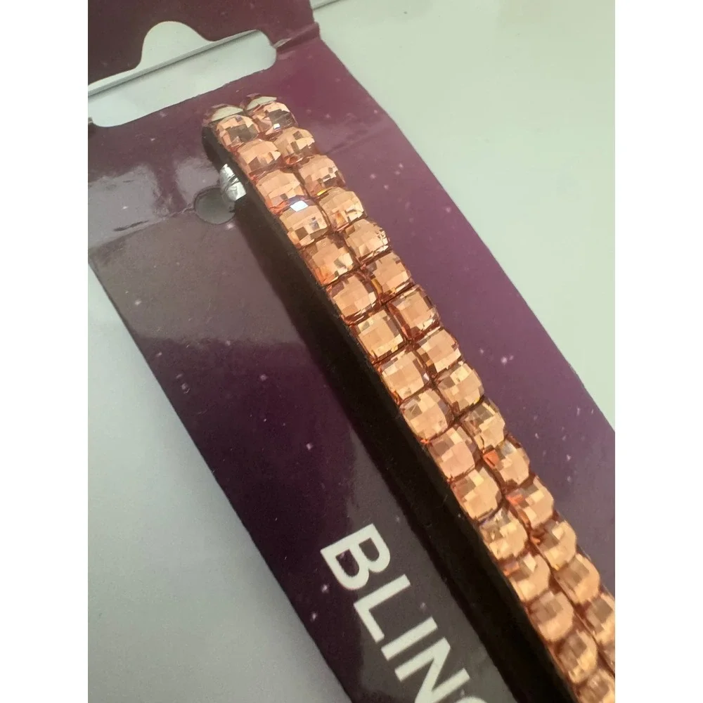 Rose Gold Bling Rhinestone Wristlet Keychain‎ Sparkly Key Ring Bag Charm NEW